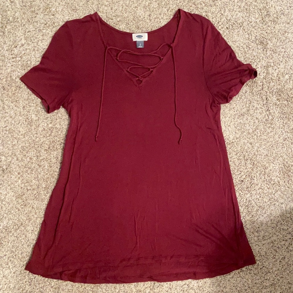 Burgundy v-neck top
